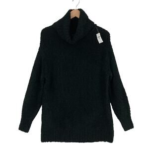 Gap Sweater Womens Petite PXS Black Chunky Turtleneck Oversized Long Pullover
